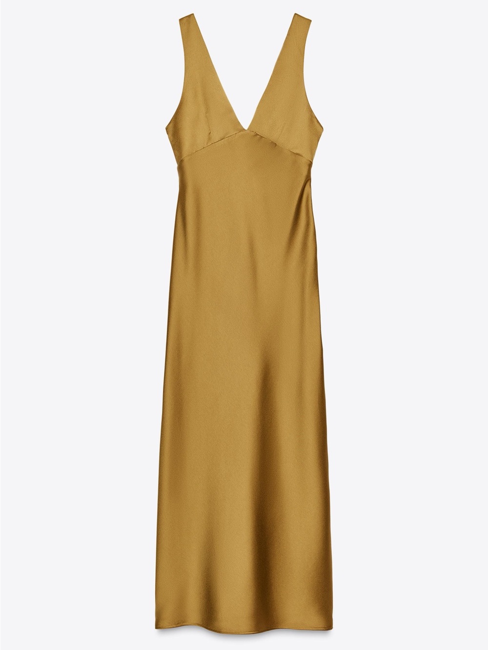 Zara Olive Satin V-Neck Maxi Dress - Picture 4 of 10